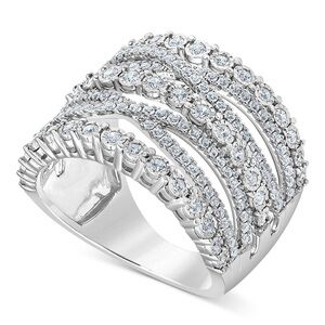 1 ct. tw Elegant Sterling Silver   Multi-Row Diamond Ring Sz 6